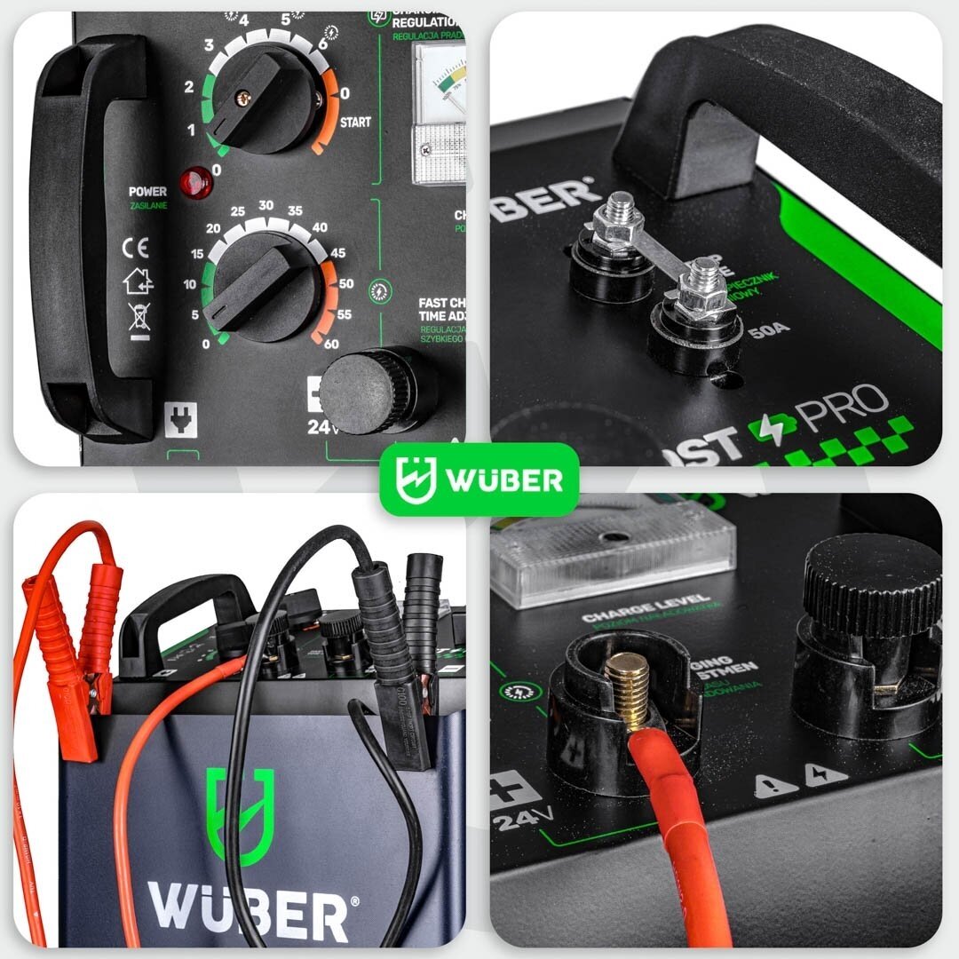 Akumuliatoriaus įkroviklis su paleidimo funkcija Wuber W14013, 12/24 V, 63A, 400/850 A 2 Akumuliatoriaus įkroviklis su paleidimo funkcija Wuber W14013, 12/24 V, 63A, 400/850 A 2
