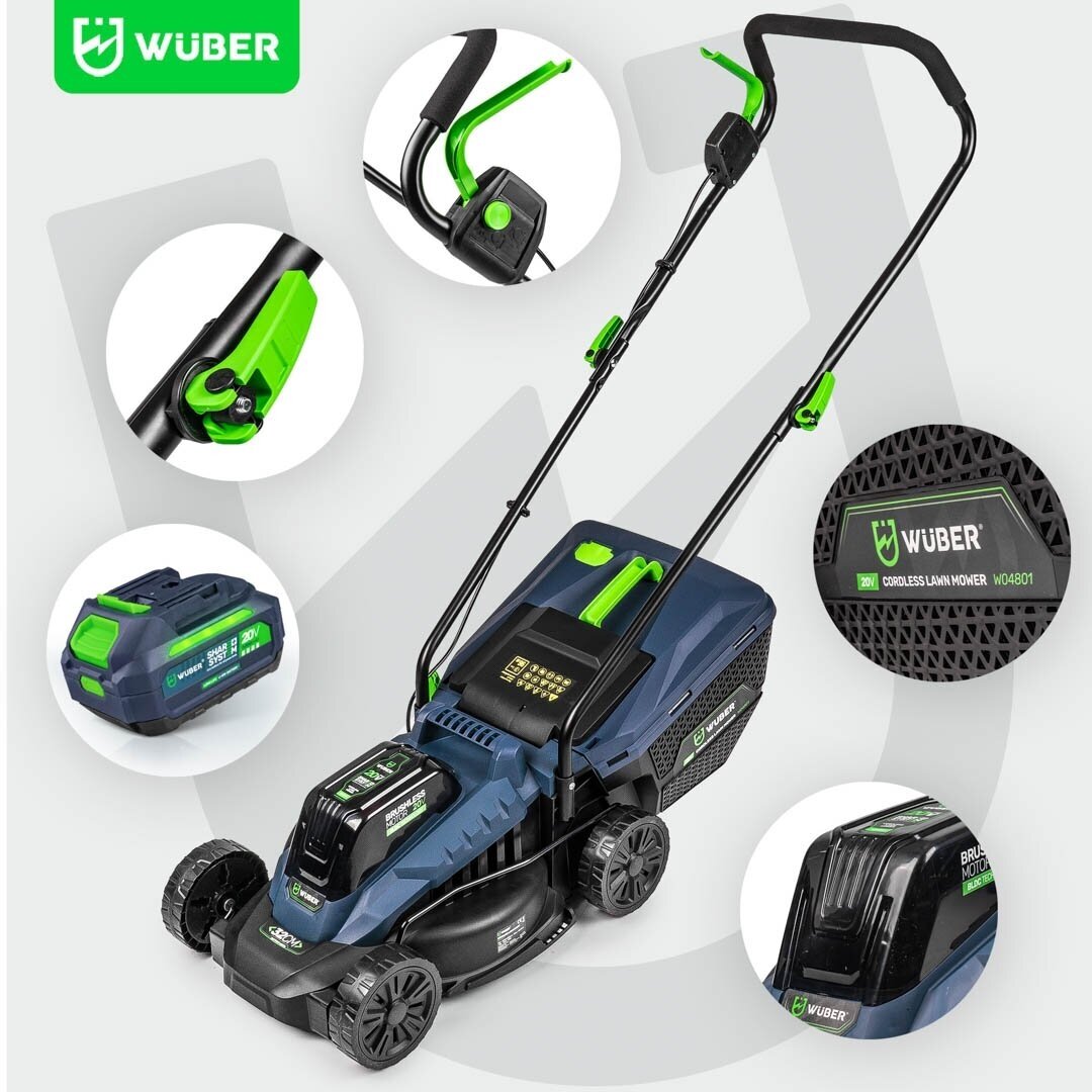 Akumuliatorinė vejapjovė Wuber W04801, 32 cm; 20 V; su akumuliatoriumi ir įkrovikliu 13 Akumuliatorinė vejapjovė Wuber W04801, 32 cm; 20 V; su akumuliatoriumi ir įkrovikliu 13