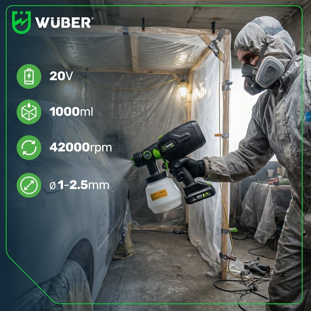 Akumuliatorinis dažų purkštuvas Wuber W04323, 20V Li-ion, 4,0 Ah 11