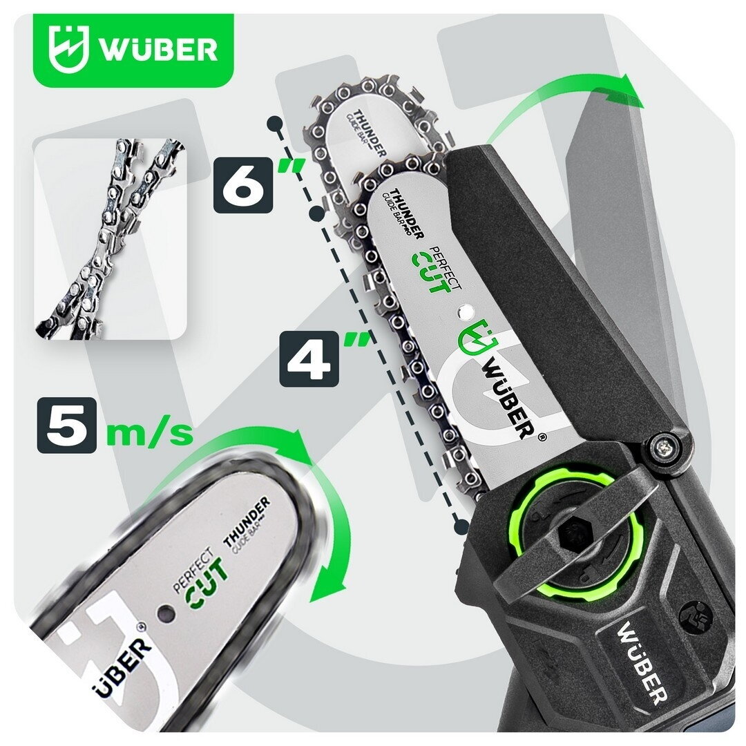 Mini grandininis pjūklas Wuber W37007, su teleskopiniu prailginimu ir 2x1,5Ah baterijom 12 Mini grandininis pjūklas Wuber W37007, su teleskopiniu prailginimu ir 2x1,5Ah baterijom 12