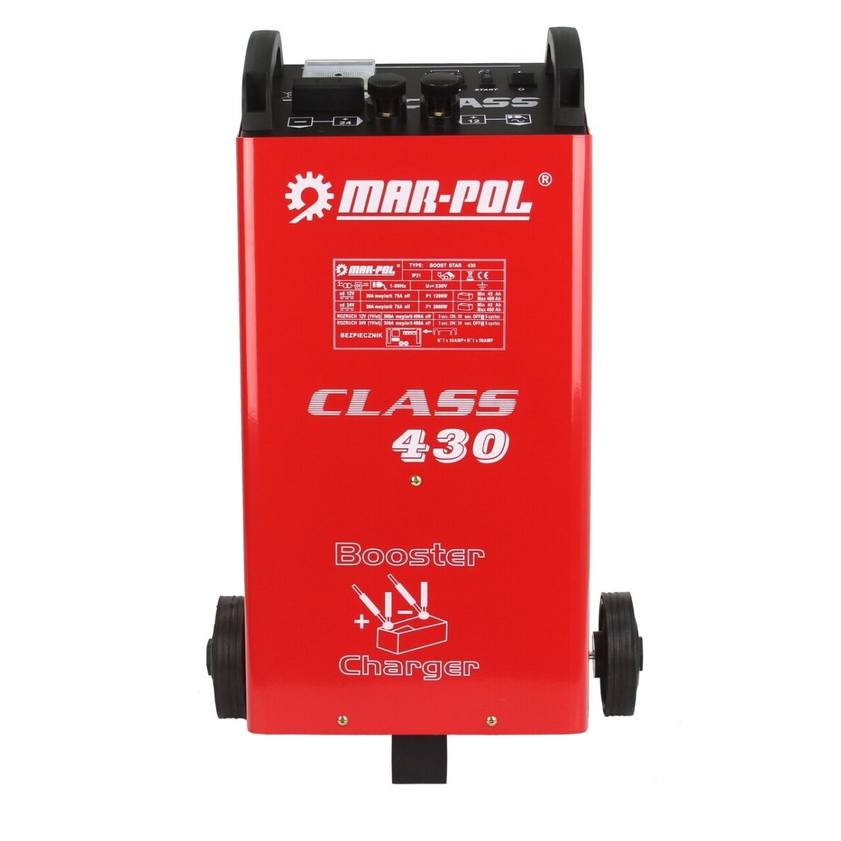 Akumuliatoriaus įkroviklis su paleidimo funkcija MAR-POL CLASS 430, 12/24 V, 42A 1
