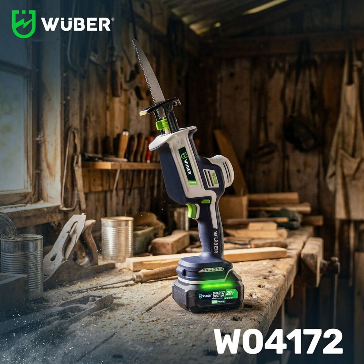 Akumuliatorinis tiesinis pjūklas Wuber W04172, su 4,0Ah baterija 10