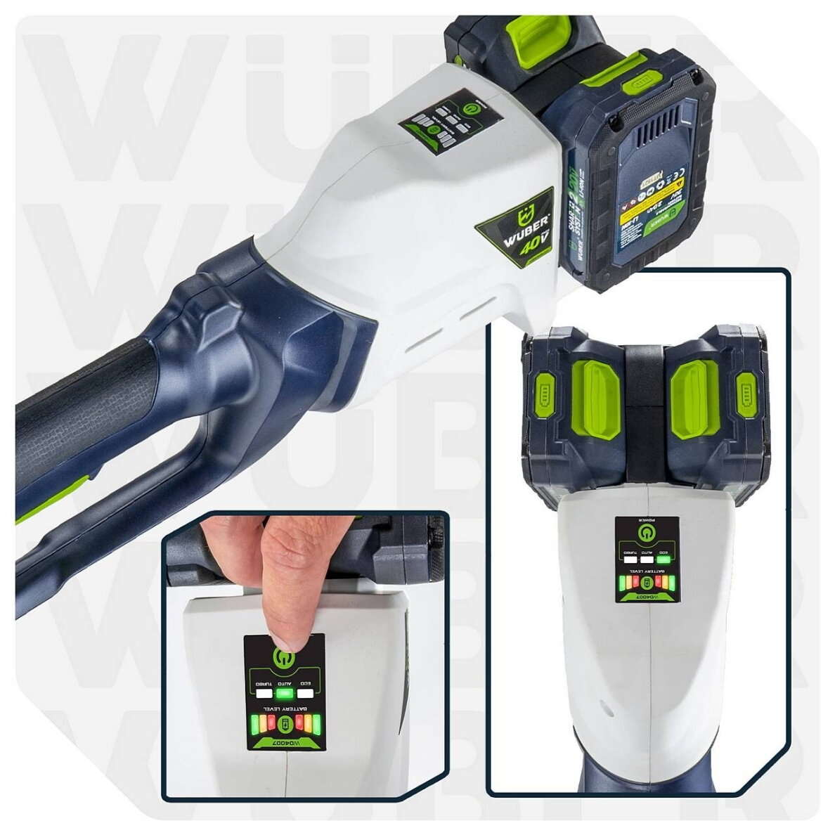 Akumuliatorinis trimeris/krūmapjovė 3in1 WUBER, 2x20V, (be akumuliatoriaus ir įkroviklio) 7