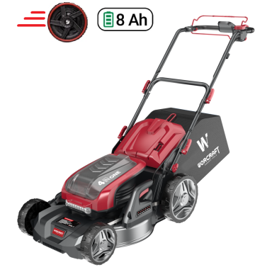Akumuliatorinė savaeigė vejapjovė WORCRAFT su 8.0Ah akumuliatoriais 40V (20V/4vnt)