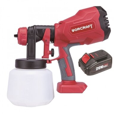 Akumuliatorinis dažų purkštuvas WORCRAFT 20V LI-ION Akumuliatorinis dažų purkštuvas WORCRAFT 20V LI-ION