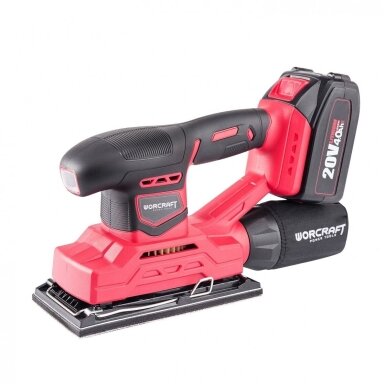 Akumuliatorinis plokštuminis šlifuoklis WORCRAFT 20V LI-ION Akumuliatorinis plokštuminis šlifuoklis WORCRAFT 20V LI-ION