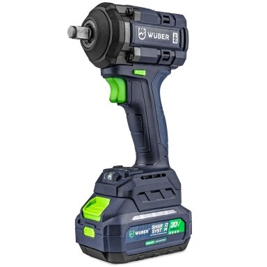Akumuliatorinis smūginis veržliasukis Wuber 20V, 2x4,0 Ah, 600 Nm Akumuliatorinis smūginis veržliasukis Wuber 20V, 2x4,0 Ah, 600 Nm