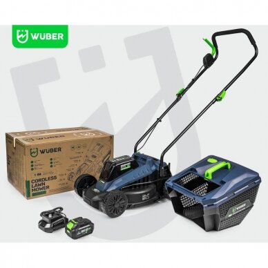 Akumuliatorinė vejapjovė Wuber W04801, 32 cm; 20 V; su akumuliatoriumi ir įkrovikliu 1