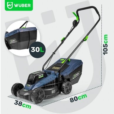 Akumuliatorinė vejapjovė Wuber W04801, 32 cm; 20 V; su akumuliatoriumi ir įkrovikliu 11