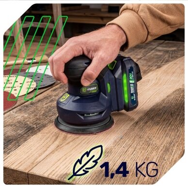 Akumuliatorinis ekscentrinis šlifuoklis Wuber W04301, 20V, 125mm, (be akumuliatoriaus) 7 Akumuliatorinis ekscentrinis šlifuoklis Wuber W04301, 20V, 125mm, (be akumuliatoriaus) 7