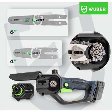 Mini grandininis pjūklas Wuber W37007, su teleskopiniu prailginimu ir 2x1,5Ah baterijom 11 Mini grandininis pjūklas Wuber W37007, su teleskopiniu prailginimu ir 2x1,5Ah baterijom 11