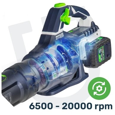 Akumuliatorinis lapų pūstuvas Wuber 40V, su 2x4,0Ah baterijom 5 Akumuliatorinis lapų pūstuvas Wuber 40V, su 2x4,0Ah baterijom 5