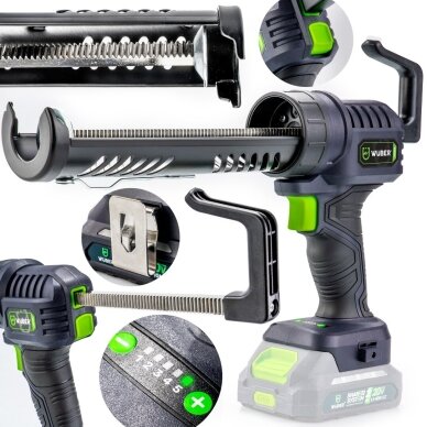Akumuliatorinis pistoletas hermetikams Wuber 20V Li-ion (be akumuliatoriaus ir įkroviklio) 12