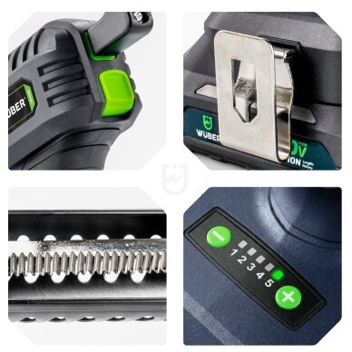 Akumuliatorinis pistoletas hermetikams Wuber 20V Li-ion, 4,0 Ah 2 Akumuliatorinis pistoletas hermetikams Wuber 20V Li-ion, 4,0 Ah 2