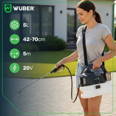 Akumuliatorinis slėginis purkštuvas Wuber 5l 20V su 4,0Ah baterija 14 Akumuliatorinis slėginis purkštuvas Wuber 5l 20V su 4,0Ah baterija 14