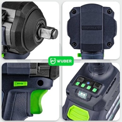 Akumuliatorinis smūginis veržliasukis Wuber 20V, 600 Nm (be akumuliatoriaus ir ikroviklio) 11