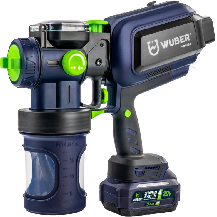 Akumuliatorinis dažų purkštuvas Wuber W04324, 20V Li-ion, 4,0 Ah Akumuliatorinis dažų purkštuvas Wuber W04324, 20V Li-ion, 4,0 Ah