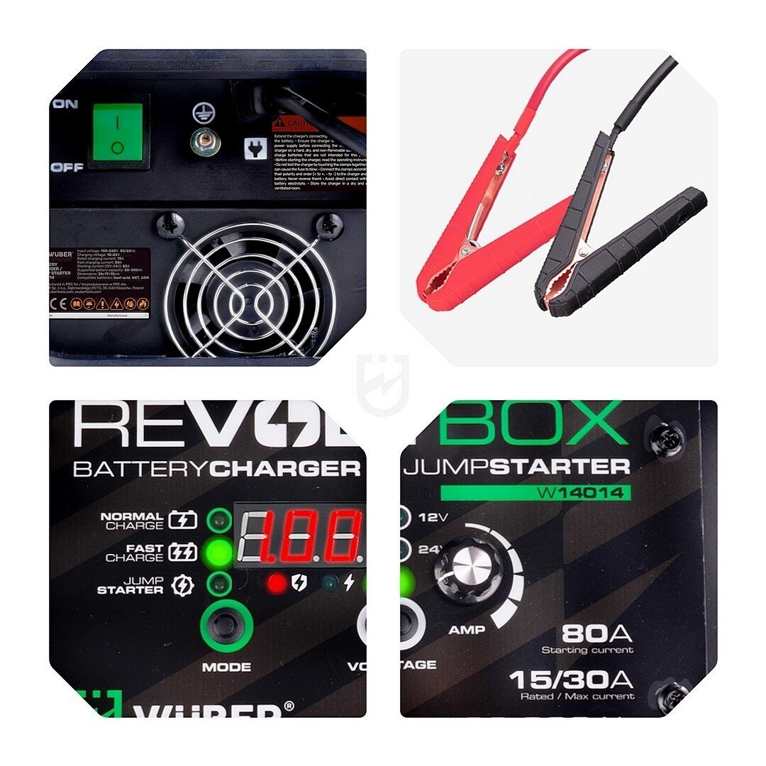 Automatinis akumuliatoriaus įkroviklis su paleidimo funkcija Wuber W14014, 80A 10 Automatinis akumuliatoriaus įkroviklis su paleidimo funkcija Wuber W14014, 80A 10