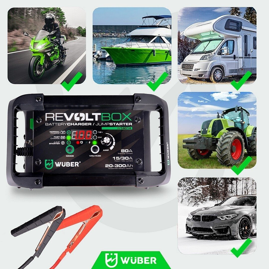 Automatinis akumuliatoriaus įkroviklis su paleidimo funkcija Wuber W14014, 80A 6