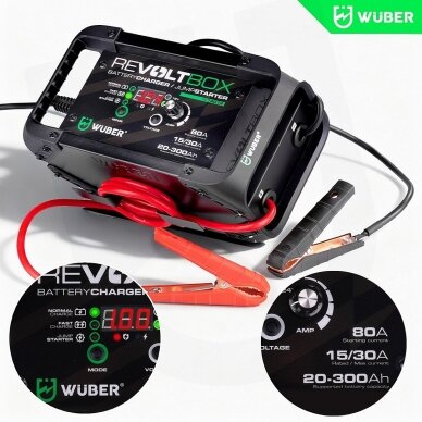 Automatinis akumuliatoriaus įkroviklis su paleidimo funkcija Wuber W14014, 80A 5