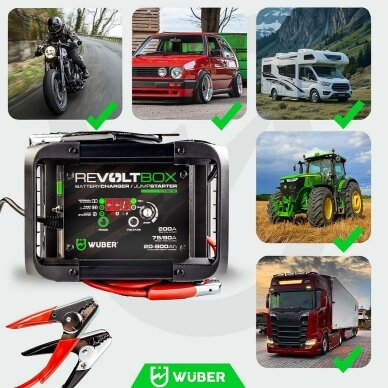 Automatinis akumuliatoriaus įkroviklis su paleidimo funkcija Wuber W14016, 200A 5