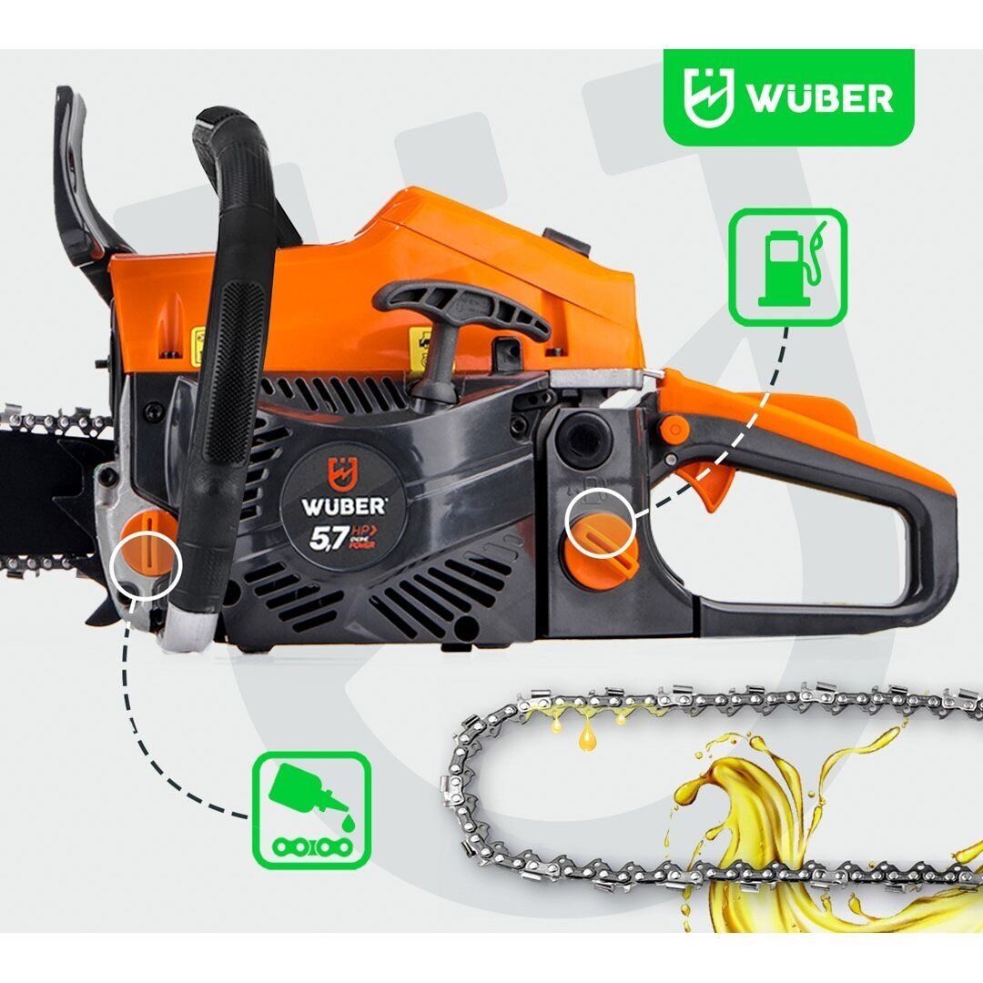 Benzininis grandininis pjūklas WUBER 16"-18" 3,8 kW/5,2AG 12 Benzininis grandininis pjūklas WUBER 16"-18" 3,8 kW/5,2AG 12