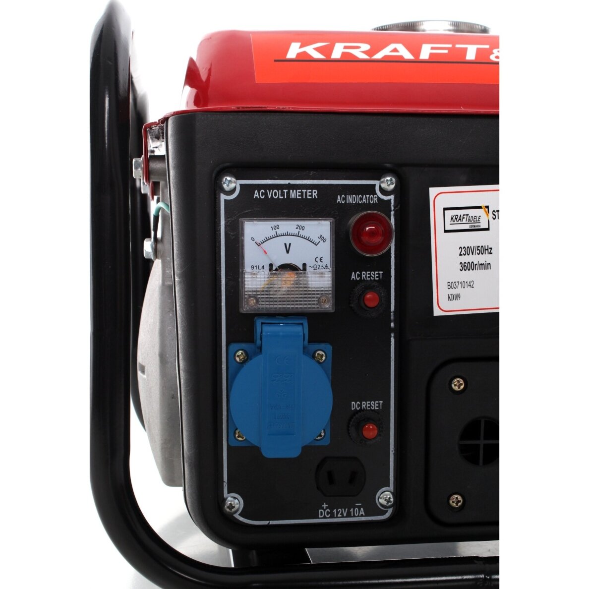 Benzininis dvitaktis elektros generatorius Kraft & Dele KD109, 1200W 12V/230V 5