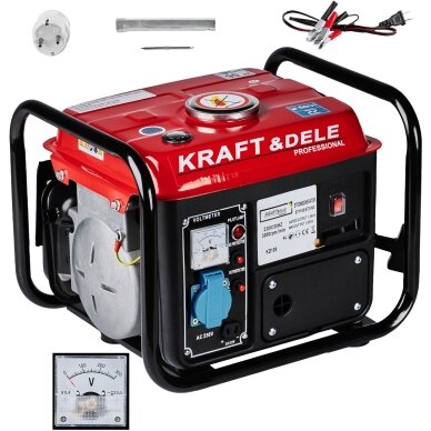 Benzininis dvitaktis elektros generatorius Kraft & Dele KD109, 1200W 12V/230V 15