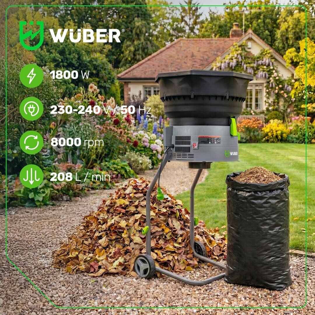 Elektrinis lapų smulkintuvas Wuber 1800 W, 80 l 12 Elektrinis lapų smulkintuvas Wuber 1800 W, 80 l 12