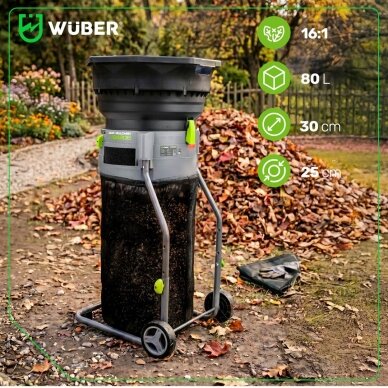 Elektrinis lapų smulkintuvas Wuber 1800 W, 80 l 5