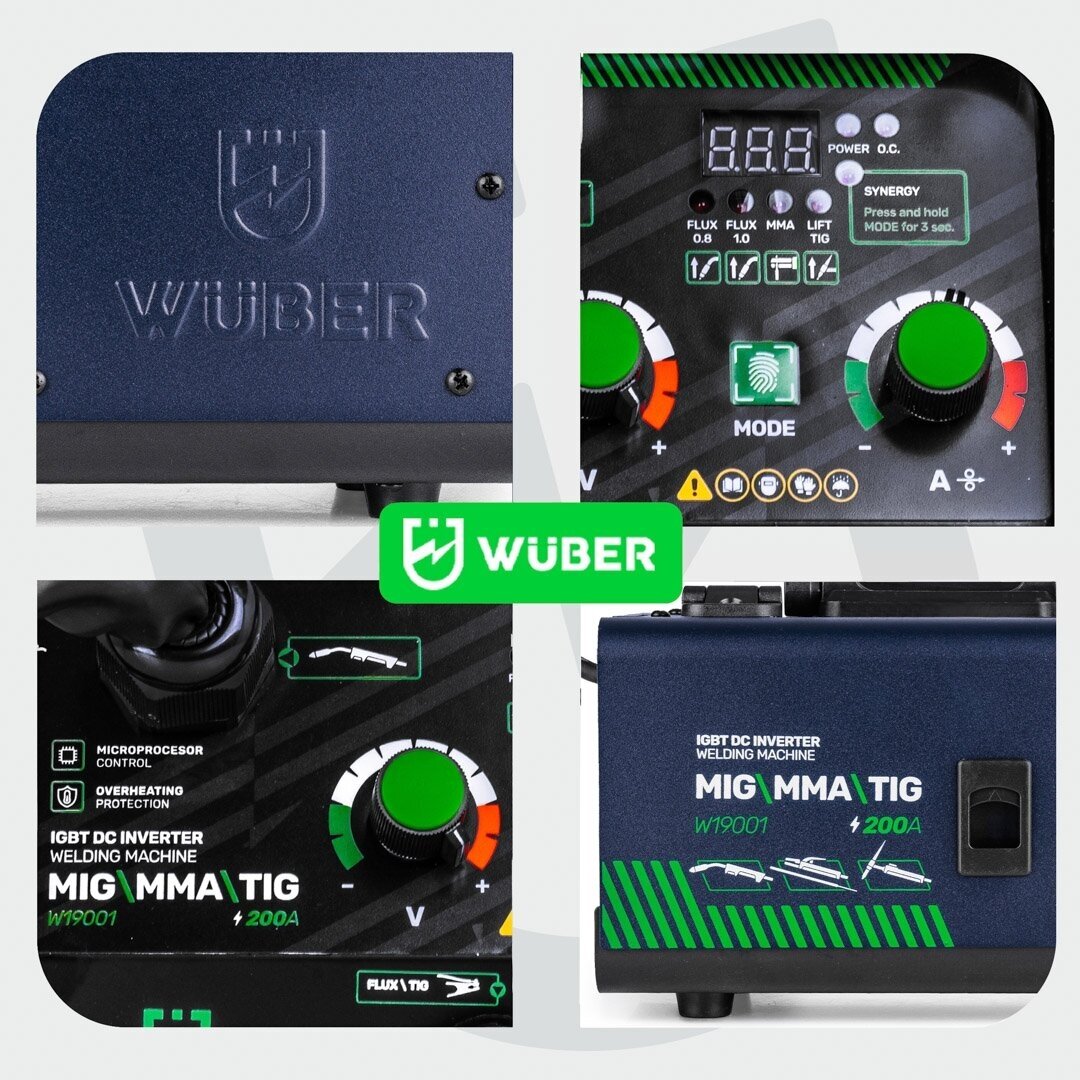 Inverterinis suvirinimo pusautomatis Wuber MIG FLUX MMA TIG 6 Inverterinis suvirinimo pusautomatis Wuber MIG FLUX MMA TIG 6