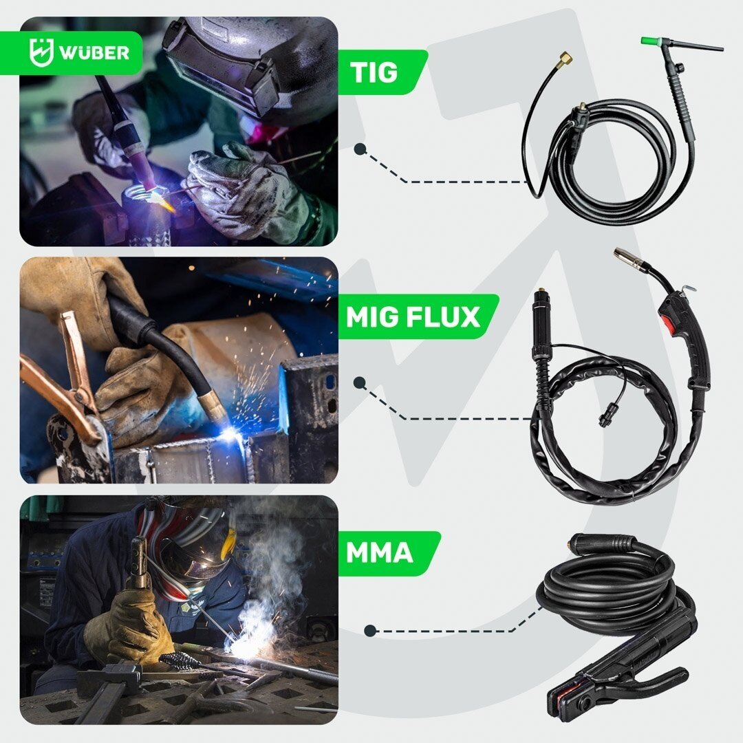 Inverterinis suvirinimo pusautomatis Wuber MIG FLUX MMA TIG 7 Inverterinis suvirinimo pusautomatis Wuber MIG FLUX MMA TIG 7
