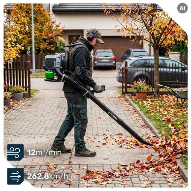 Kuprinės tipo lapų pūstuvas WUBER W43438 su antivibracine sistema 12