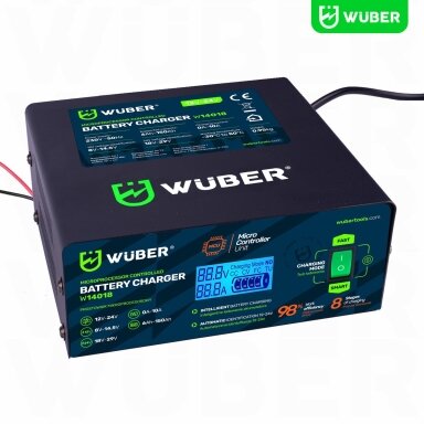 Mikroprocesorinis akumuliatoriaus įkroviklis Wuber 10A, 6-150Ah, 2-24V Mikroprocesorinis akumuliatoriaus įkroviklis Wuber 10A, 6-150Ah, 2-24V