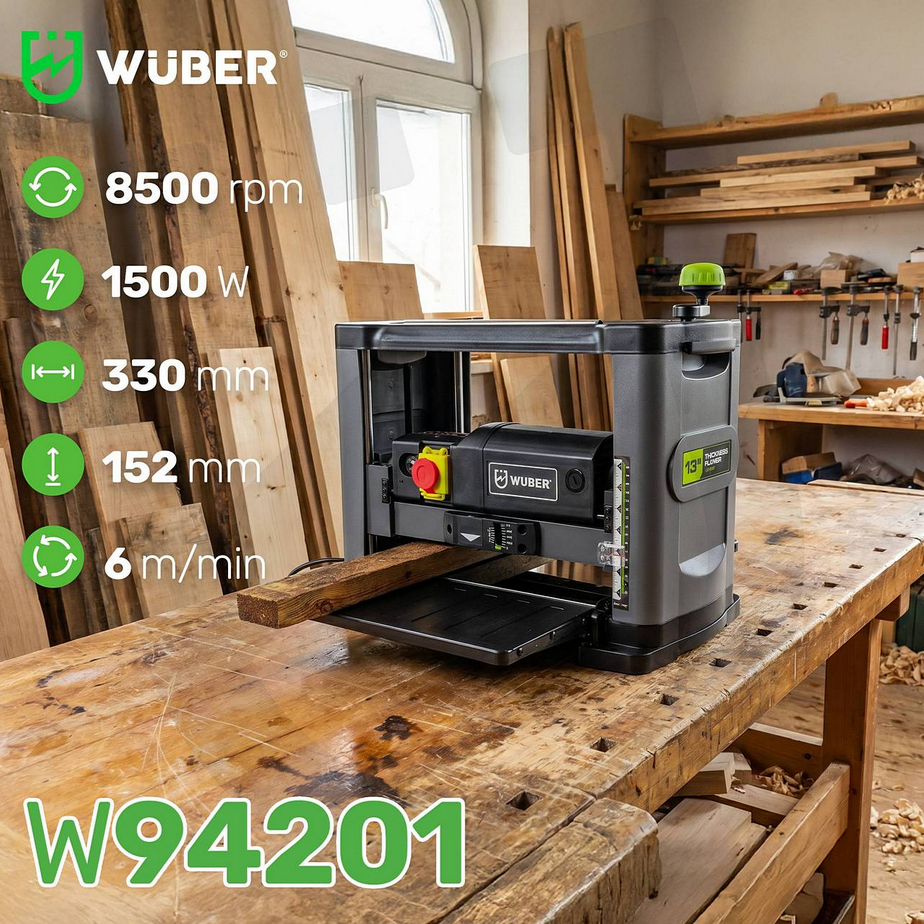 Reismusinės obliavimo staklės Wuber W94201, 1500W, 330mm 5